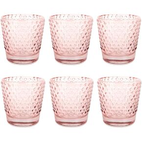 Koyal Wholesale 6 Blush Pink Hobnail Votive Candle Holders Bulk, Raised Dot Glass Candle Holder, Blush Pink Milk Glass Bulk Hobnail Glass Candle Holders, Vintage Tea Lights (Pack of 6), 2.5 Inch