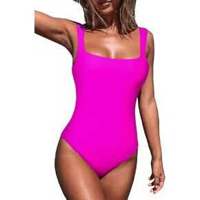 Dokotoo Womens Summer One Piece Swimsuits Square Neck Removable Pads Swimwear Bathing Suits