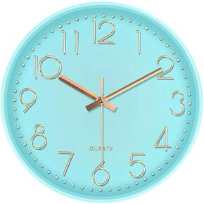 8" Wall Clock, Silent Non Ticking Quality Quartz Battery Operated Small Round Clock Home/Office/Bedroom Clock Easy to Read (Black)