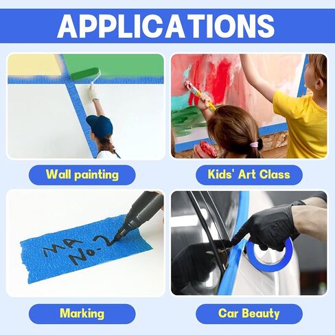 2-Piece Blue Painters Tape, 2 Inch Blue Painters Masking Tape Bulk for Multi-Surface,Produce Sharp Lines, Masking Tape for DIY Crafts & Arts,Labeling, Home(22 Yards x 2 Rolls) in Saudi Arabia