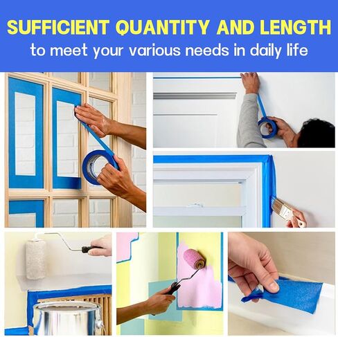 2-Piece Blue Painters Tape, 2 Inch Blue Painters Masking Tape Bulk for Multi-Surface,Produce Sharp Lines, Masking Tape for DIY Crafts & Arts,Labeling, Home(22 Yards x 2 Rolls) in Saudi Arabia