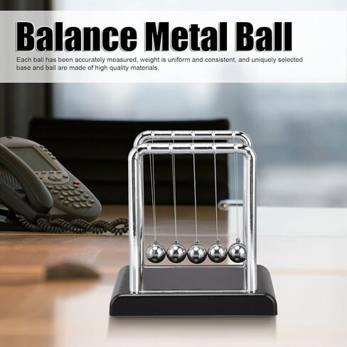 Estink Balance Ball, Cradle Balance Balls Physics Science Metal Office Games Desktop Decoration Toy Games Accessories for Stress Relief, Home and Office Desk Decoration(Black in Kuwait