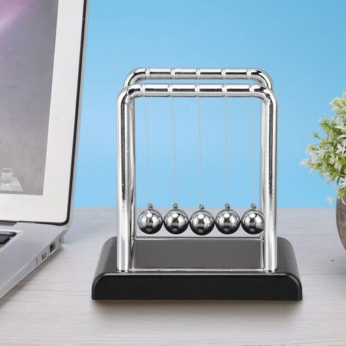 Estink Balance Ball, Cradle Balance Balls Physics Science Metal Office Games Desktop Decoration Toy Games Accessories for Stress Relief, Home and Office Desk Decoration(Black in Kuwait