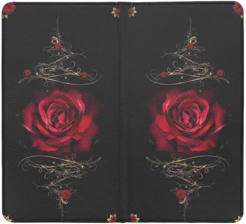 حامل بطاقات تسجيل وتأمين السيارة بطباعة وردة حمراء، حامل تسجيل ترخيص من جلد البولي يوريثان الفاخر لرخصة القيادة، وبطاقة التأمين، والأعمال الورقية، أسود in Kuwait