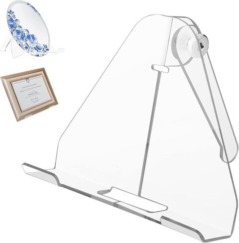 Clear Acrylic Angle Easel with Adjustable Support Ledges, Acrylic Book Display Easel, Wrestling Belts Display, Collectible Display, Plate Stands for Displaying Pictures Albums Comic Books CDs in Saudi Arabia