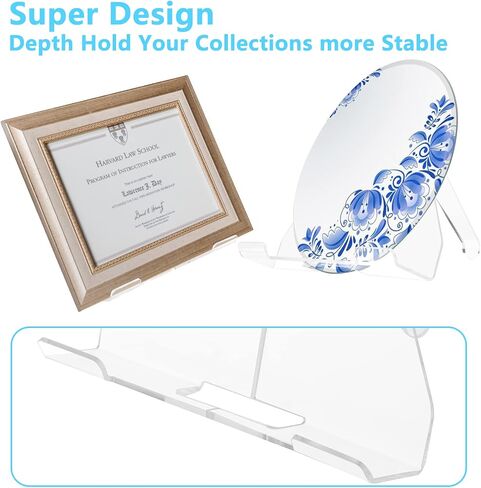 Clear Acrylic Angle Easel with Adjustable Support Ledges, Acrylic Book Display Easel, Wrestling Belts Display, Collectible Display, Plate Stands for Displaying Pictures Albums Comic Books CDs in Saudi Arabia