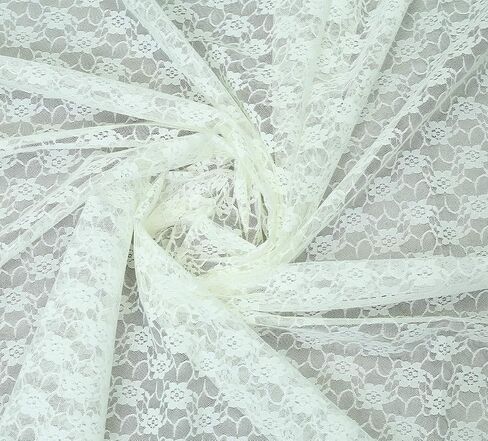 MDS Pack of 10 Yard Bridal Solid Raschel Lace Fabric, Vintage Lace Fabric Bolt for Wedding Dress,Fashion, Crafts, Decorations Lace Trim Fabric 55" Width- Ivory in Kuwait