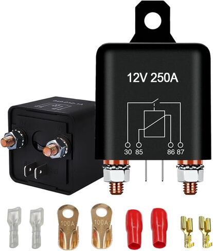 DC12V 250A Starter Relay 4 Pin Split Charge Relay Switch 12V المستمر الثقيلة SPST عالية التيار 4 محطة سيارة كاتب على إيقاف التحكم التتابع للسيارات سيارة قارب البحرية شاحنة RV التخييم (1PCS) in Kuwait