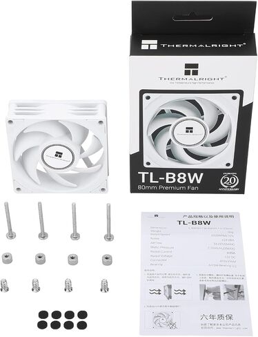 Thermalright TL-B8W وحدة المعالجة المركزية مروحة الكمبيوتر مروحة هادئة 4pin PWM مروحة الكمبيوتر، مروحة تبريد صامتة 80 مم، سرعة 2200 دورة في الدقيقة، مروحة تبريد وحدة المعالجة المركزية (أبيض) in Saudi Arabia