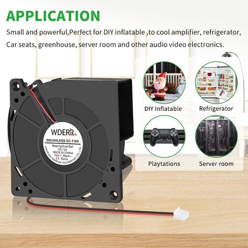 12V Brushless Squirrel Cage Centrifugal Blower Fan 120mm x 32mm, High CFM Turbine Fan Dual Ball for DIY Exhaust Vent Cooling Ventilation Inflatable in Saudi Arabia