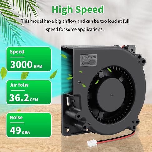 12V Brushless Squirrel Cage Centrifugal Blower Fan 120mm x 32mm, High CFM Turbine Fan Dual Ball for DIY Exhaust Vent Cooling Ventilation Inflatable in Saudi Arabia
