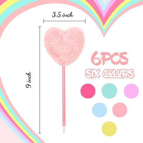 6 عبوات من أقلام الكرة الرقيقة الملونة، قلم بوم بوم على شكل قلب للفتيات، أقلام حبر جاف إبداعية من القطيفة للمدرسة واللوازم المكتبية in Kuwait