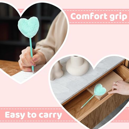 6 عبوات من أقلام الكرة الرقيقة الملونة، قلم بوم بوم على شكل قلب للفتيات، أقلام حبر جاف إبداعية من القطيفة للمدرسة واللوازم المكتبية in Kuwait