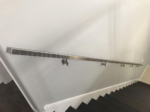 Handrail Bracket Stainless Steel Square Adjustable by Inline Design (Satin Stainless Steel) in Kuwait