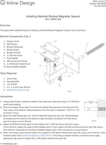 Handrail Bracket Stainless Steel Square Adjustable by Inline Design (Satin Stainless Steel) in Kuwait