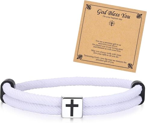 TempBeau Braided Men Rope Cross Bracelet - Adjustable Tree of Life Cord Surfing Bracelet, Handmade Nautical Navy Marine String Bracelet with Metal Knot, Easter Women Bracelets Gifts in Saudi Arabia
