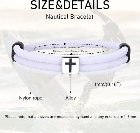 TempBeau Braided Men Rope Cross Bracelet - Adjustable Tree of Life Cord Surfing Bracelet, Handmade Nautical Navy Marine String Bracelet with Metal Knot, Easter Women Bracelets Gifts in Saudi Arabia