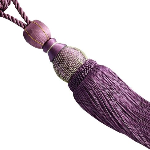 Suplove 1 Pair Beaded Tassels Curtain buckl Rope Tie Band Curtain Tieback (Beige) in Saudi Arabia