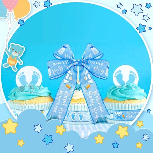 6 Rolls 30 Yards Baby Boy Light Blue Craft Ribbon for Baby Shower Decorative Ribbon Baby Boy Blue Ribbon for Welcome Wrapping Gifts Making Bow Box Table Decor in Kuwait