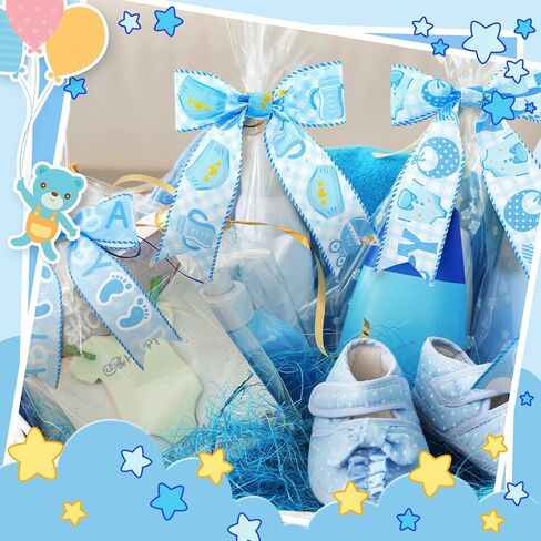 6 Rolls 30 Yards Baby Boy Light Blue Craft Ribbon for Baby Shower Decorative Ribbon Baby Boy Blue Ribbon for Welcome Wrapping Gifts Making Bow Box Table Decor in Kuwait