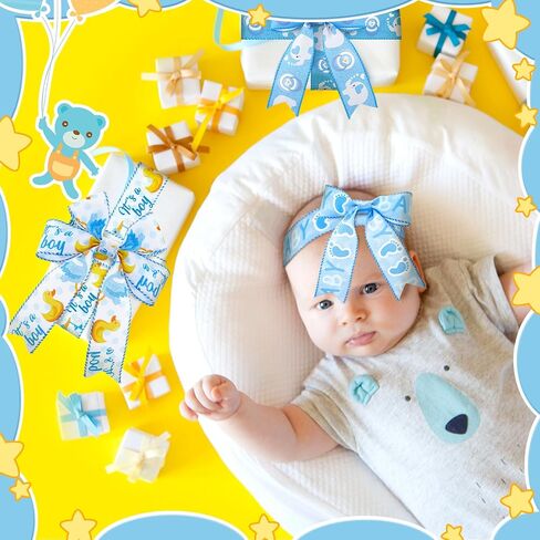 6 Rolls 30 Yards Baby Boy Light Blue Craft Ribbon for Baby Shower Decorative Ribbon Baby Boy Blue Ribbon for Welcome Wrapping Gifts Making Bow Box Table Decor in Kuwait