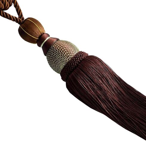 Suplove 1 Pair Beaded Tassels Curtain buckl Rope Tie Band Curtain Tieback (Beige) in Saudi Arabia