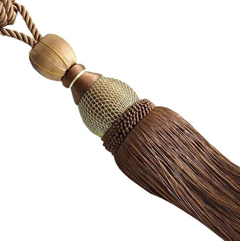 Suplove 1 Pair Beaded Tassels Curtain buckl Rope Tie Band Curtain Tieback (Beige) in Saudi Arabia