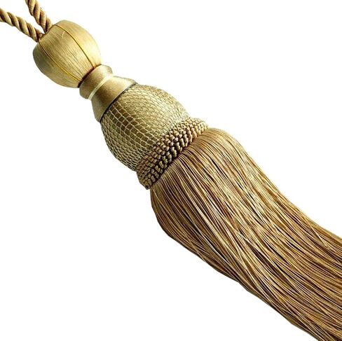 Suplove 1 Pair Beaded Tassels Curtain buckl Rope Tie Band Curtain Tieback (Beige) in Saudi Arabia