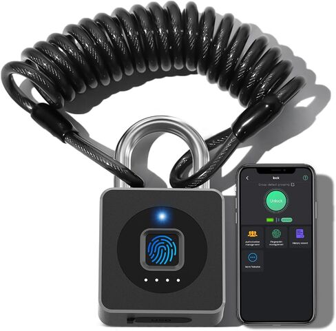Pothunder Fingerprint Padlock, Fingerprint Lock with APP, Padlock with Keyless Biometric, Smart Padlock Waterproof Suitable for Gym, Locker, Gates, Fence and Storage in Saudi Arabia
