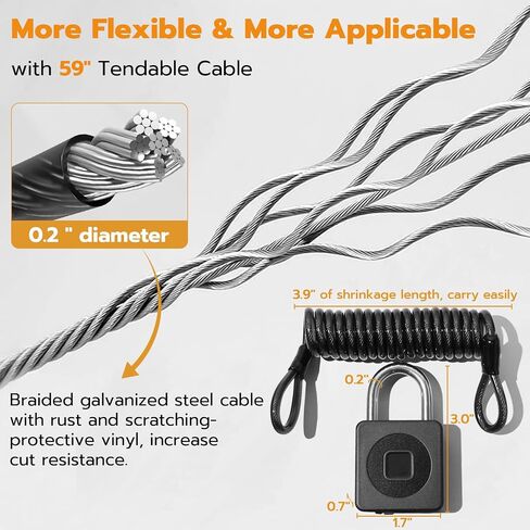 Pothunder Fingerprint Padlock, Fingerprint Lock with APP, Padlock with Keyless Biometric, Smart Padlock Waterproof Suitable for Gym, Locker, Gates, Fence and Storage in Saudi Arabia
