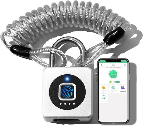 Pothunder Fingerprint Padlock, Fingerprint Lock with APP, Padlock with Keyless Biometric, Smart Padlock Waterproof Suitable for Gym, Locker, Gates, Fence and Storage in Saudi Arabia