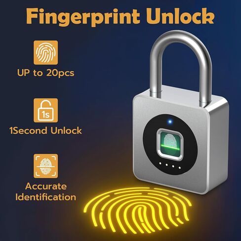 Pothunder Fingerprint Padlock, Fingerprint Lock with APP, Padlock with Keyless Biometric, Smart Padlock Waterproof Suitable for Gym, Locker, Gates, Fence and Storage in Saudi Arabia