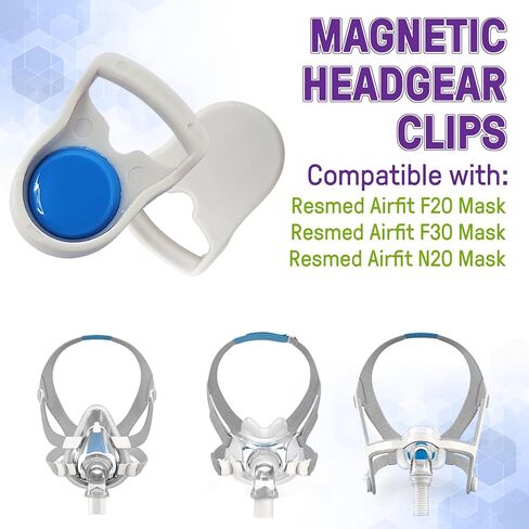 Mars Wellness Magnetic Headgear Clips - 4 Pack Quick Disconnect Clips Compatible with Airfit F20, CPAP Masks Full Face, Resmed Airfit F20, F30 Mask - Ideal for CPAP Machine Users in Saudi Arabia