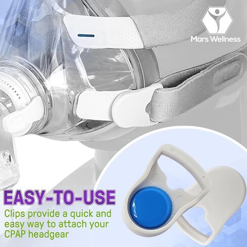 Mars Wellness Magnetic Headgear Clips - 4 Pack Quick Disconnect Clips Compatible with Airfit F20, CPAP Masks Full Face, Resmed Airfit F20, F30 Mask - Ideal for CPAP Machine Users in Saudi Arabia