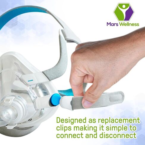Mars Wellness Magnetic Headgear Clips - 4 Pack Quick Disconnect Clips Compatible with Airfit F20, CPAP Masks Full Face, Resmed Airfit F20, F30 Mask - Ideal for CPAP Machine Users in Saudi Arabia
