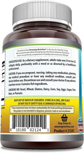 Amazing Omega Fish Oil (Omega-3) 1300mg 180 Softgels Supplement | Lemon Flavor | Non-GMO | Gluten Free | Made in USA in Saudi Arabia