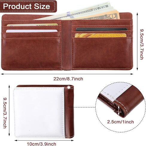 Frienda 2 Pieces Sublimation Wallet Blank for Men Graduation Gifts Leather Blank Wallet Heat Transfer Bank Card Holder DIY Bifold Wallet with 2 ID Windows 8 Card Slots (Double Side) in Saudi Arabia
