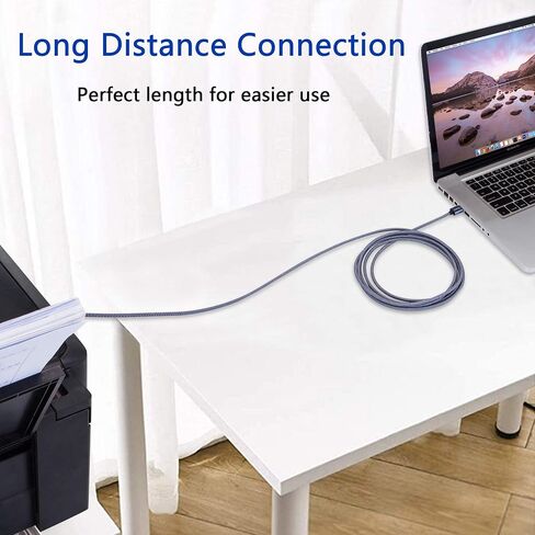 كابل طابعة بطول 25 قدم، سلك طابعة USB طويل 2.0 نوع A ذكر إلى B ذكر سلك ماسح ضوئي للطابعة عالي السرعة متوافق مع HP وCanon وDell وEpson وLexmar وXerox وSamsung والمزيد 8 متر in Kuwait