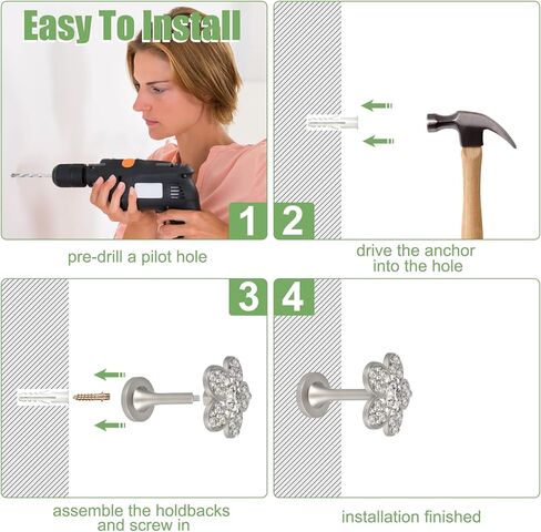 Curtain Holdbacks Black Curtain Tieback Hooks Curtain Holders for Wall 2 Pack Holdbacks for Curtains Crystal Floral Curtain Pull Backs Drapery Hooks for Home Bedroom Office Window in Kuwait