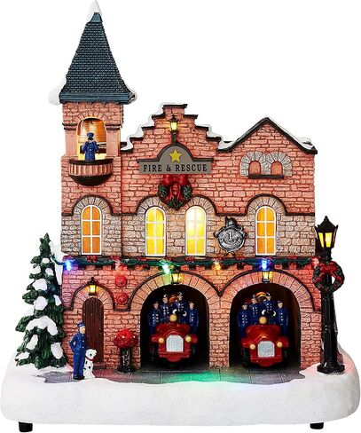 لحظات في الوقت المناسب، مبنى قرية عيد الميلاد، ومحطة إطفاء مزودة بمصابيح LED، وموسيقى عيد الميلاد، ورسوم متحركة - محول الطاقة (مضمن) in Kuwait