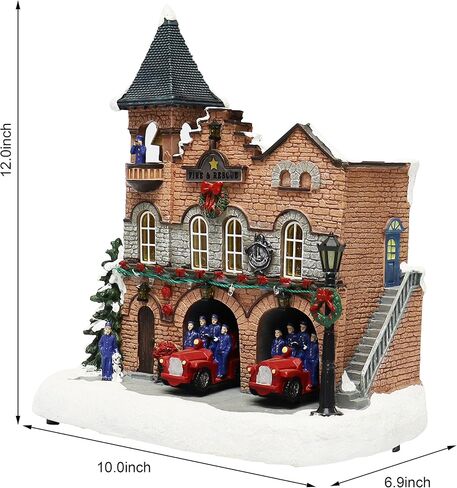 لحظات في الوقت المناسب، مبنى قرية عيد الميلاد، ومحطة إطفاء مزودة بمصابيح LED، وموسيقى عيد الميلاد، ورسوم متحركة - محول الطاقة (مضمن) in Kuwait