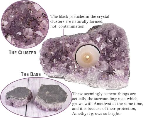 AMOYSTONE الخام جمشت العنقودية أضواء الشاي شمعة حامل الأرجواني الكوارتز شموع حاملي الكريستال حجر شمعة حامل حاملي الشمعدان 3.0-4.5 رطل in Kuwait