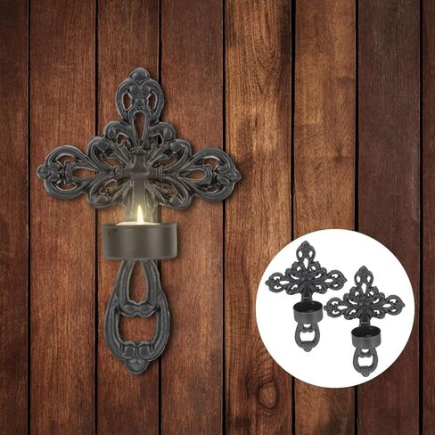 Zerodeko 2 قطعة حامل شموع معدني جدار معلق الشمعدان Tealight عمود الشمعدانات عبر Tealight شمعة حامل الرجعية الحديد الشمعدان لغرفة المعيشة الحمام غرفة الطعام in Saudi Arabia