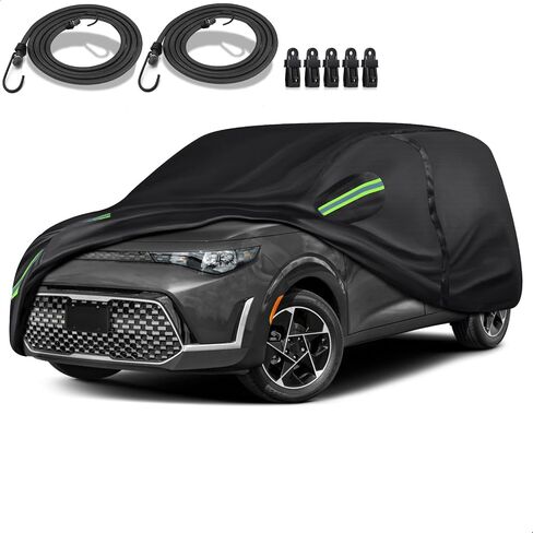 Special Full Car Cover Fit for 2010-2024 Ki-a Soul, Ultra Heavy 600D Oxford Cloth, All-Weather Protection Summer Sun Exposure and Winter Snow Rain Dust UV, Black in Saudi Arabia