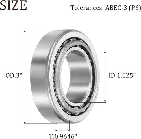 uxcell 24780/24720 Tapered Roller Bearing Cone and Cup, 1.625" Bore x 3" OD x 0.9646" Thick, Chrome Steel Taper Bearing Set, ABEC-3 in Saudi Arabia