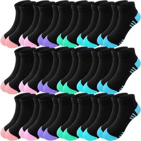 Girls Socks 18 Pairs Ankle Socks for Girl Cotton Sports Socks Athletic Running Low Cut Socks