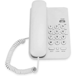 Landline Phone, Wired Desktop Wall Mount Corded Telephone English Extension Phone with Mute/One- Redial/Flash Function for Home, Office, Hotel(Black)