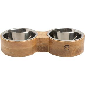 Brave Bark Figure 8 Feeder - Premium Dog and Cat Double Bowl comes with 2 Stainless Steel Inserts Perfect for Food and Water (Small)
