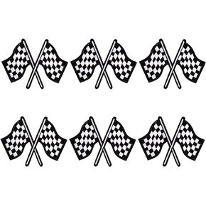 6pcs Checkered Racing Flag Patches, Racing Flag Iron on Patches Black & White Racing Embroidered Patches Finish Line Flag Sew Iron on Applique Patches for Clothes Hat Backpacks Pants Jeans