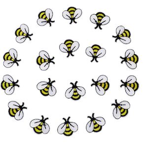20 PCS Bee Embroidered Patches Bee Shape Patches Bee Buttons for Sewing Applique Patch Cute Fabric Tiny Iron On Embroidered Patches Decoration for Shirts, Jackets, Jeans, Hats, Backpacks, Clothes DIY